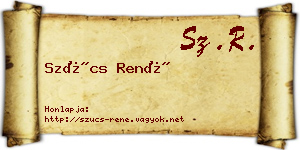 Szűcs René névjegykártya